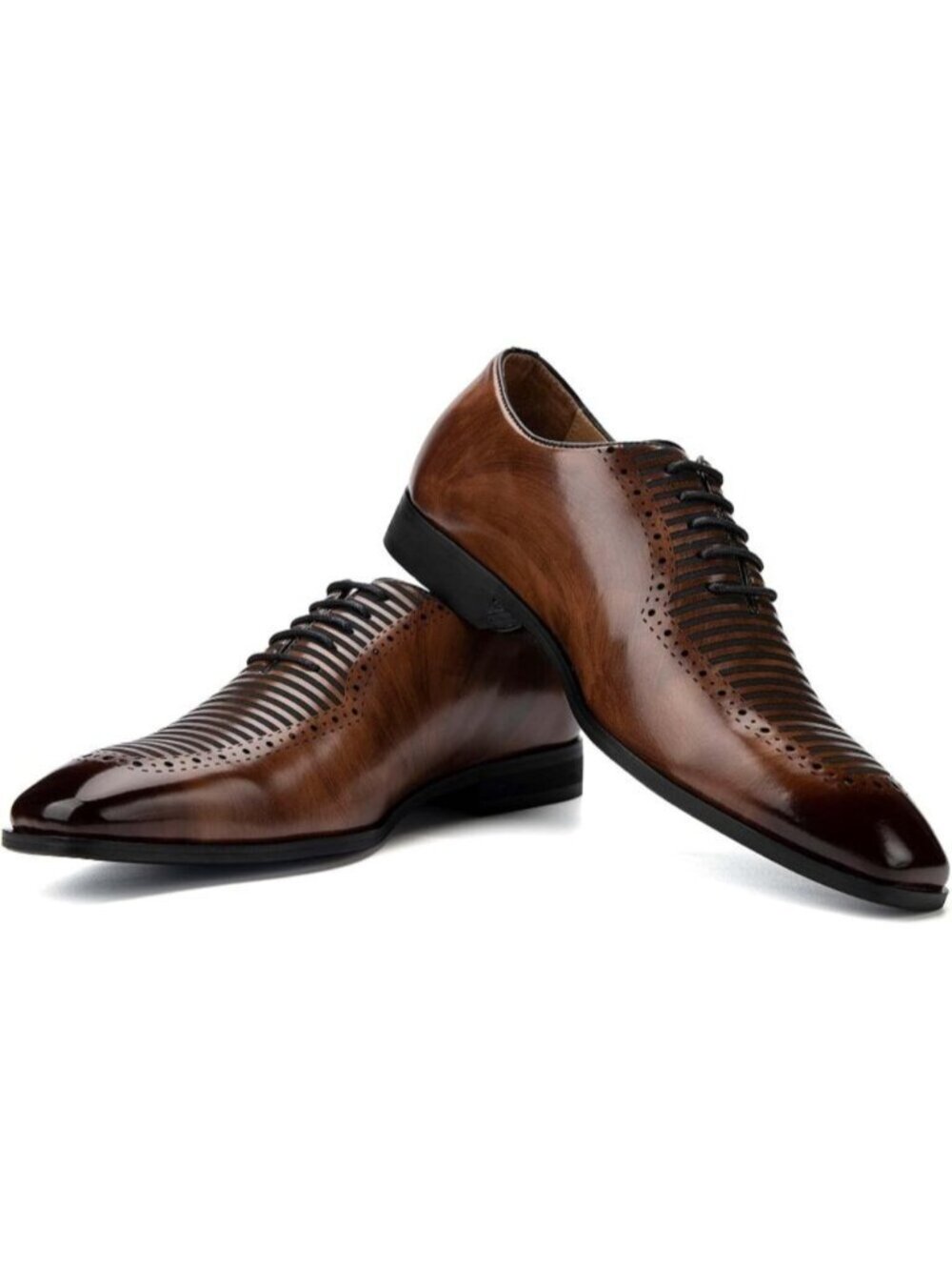 Men's Brown Leather Lace Up Formal Business Casual Fashion Oxford Dress Shoes